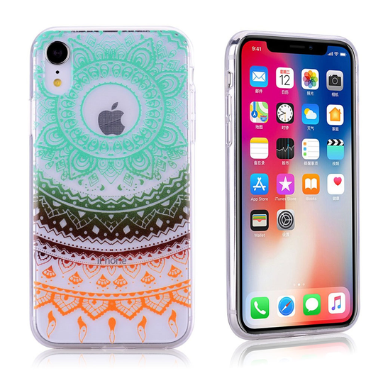 iPhone Xr kuviollinen silikooni muovinen pehmeä takasuoja kuori - Värikäs Mandala