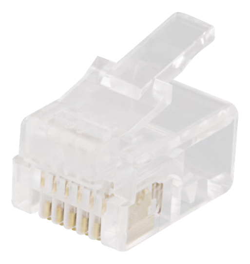 Modulaariliitin RJ12, 6P6C, 20 Kpl Pakkaus, Läpinäkyvä