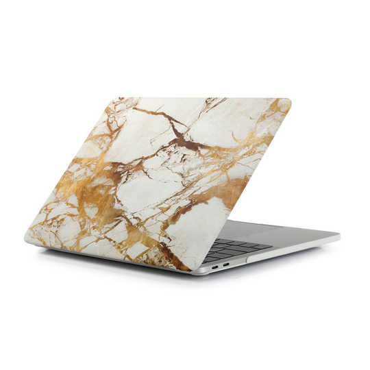 MacBook Pro 13 Touchbar Kuvallinen Kova Muovi Suoja Kuori - Marmori/ Kulta