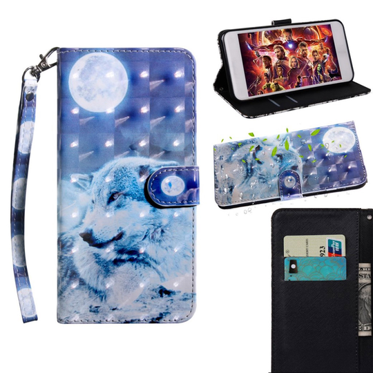Huawei P30 Lite pattern leather case - White Wolf