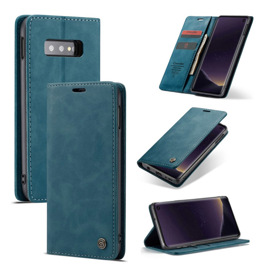 suojakoteloME Samsung Galaxy S10e auto-absorbed nahkainen flip suojakotelo - Sininen