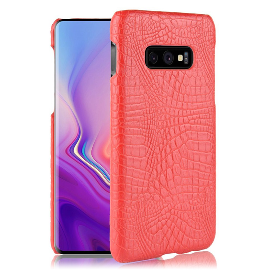 Samsung Galaxy S10e krokotiilinnahan tuntuinen nahkainen Suojakotelo - Punainen