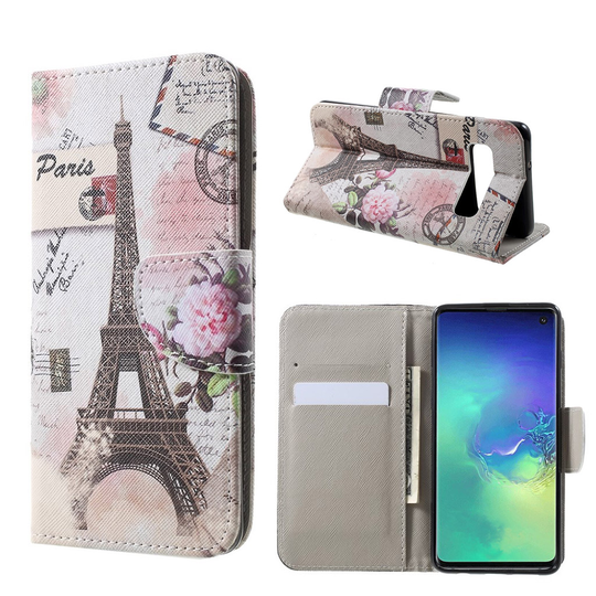 Samsung Galaxy S10 risti pintainen nahkainen flip suojakotelo - Eiffel Torni
