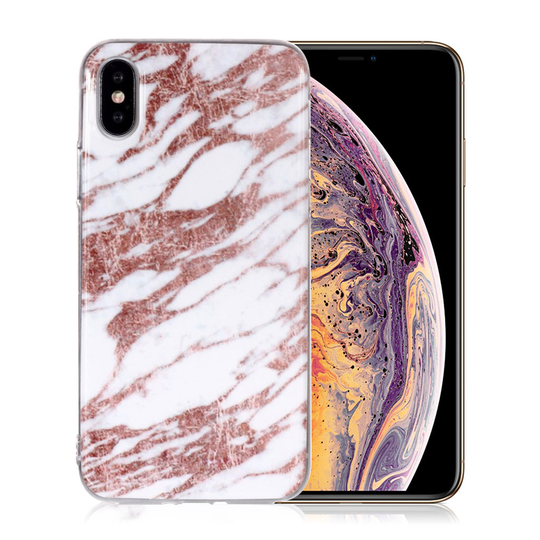 iPhone Xs Max IMD marmori kuviollinen silikooni muovinen pehmeä takasuoja kuori - Tyyli J