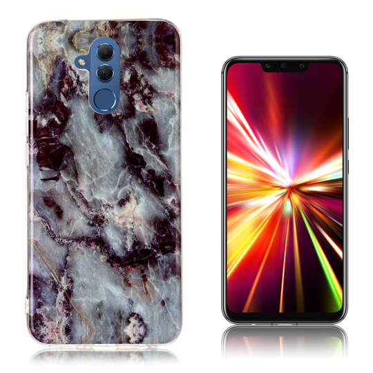 Huawei Mate 20 Lite marmori IMD kuviollinen silikooni muovinen joustava takasuoja kuori - Musta/ Harmaa