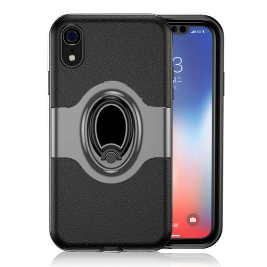 iPhone 9 Sormirengas Jalkatuella Varustettu Kova Muovi Takasuoja Kuori - Harmaa