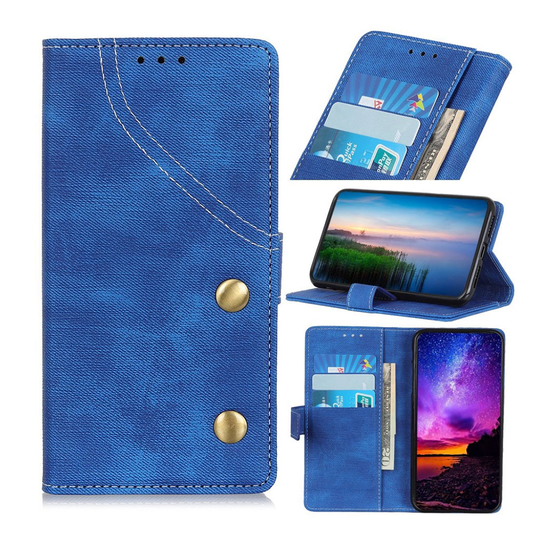 Sony Xperia 10 Plus farkku nahkainen suojakotelo - Sininen