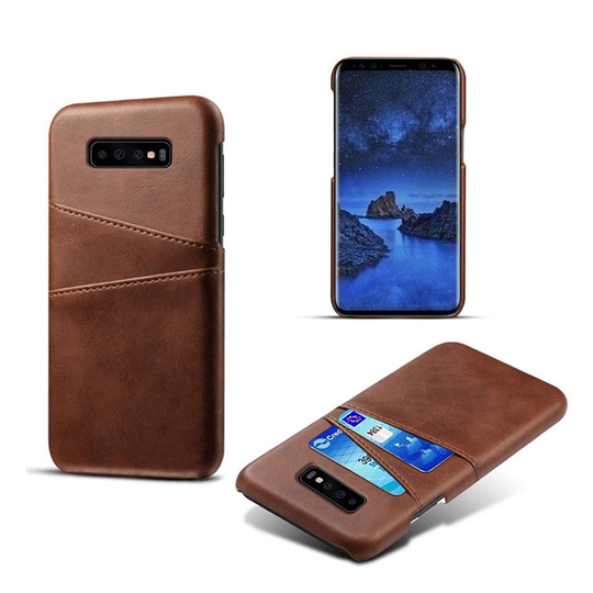Samsung Galaxy S10 kaksi korttipaikkaa nahkainen suojakotelo - Ruskea