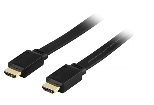 Flat HDMI-kaapeli, HDMI High Speed With Ethernet, 19-pin Uros-uros, 4K, Ultra HD, Ethernet, 3D, Palu