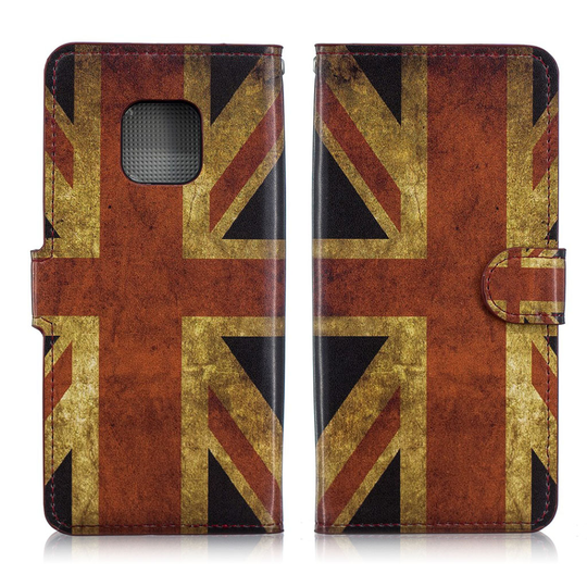 Huawei Mate 20 Pro synteetti nahkainen kuviollinen lompakko suojakotelo magneetti lukolla - UK Lippu Retro