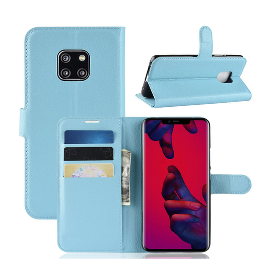 Huawei Mate 20 Pro liitsihedelmä jyvä rakenne pintainen synteetti nahkainen lompakko suojakotelo magneetti lukolla - Sininen