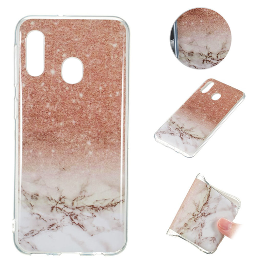 Marble Samsung Galaxy A20e kuoret - Luumu / valkoinen marmori