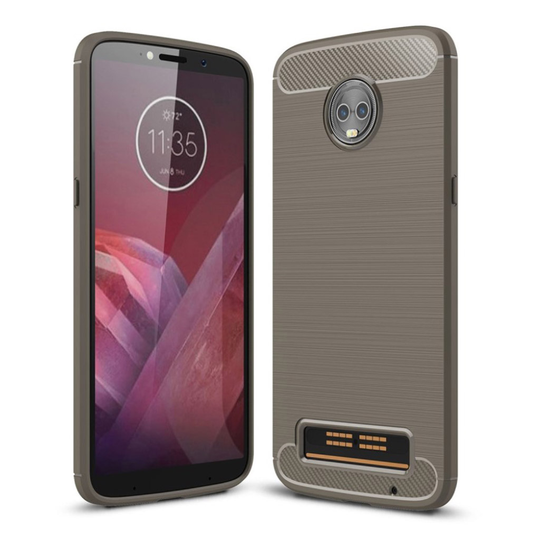Motorola Moto Z3 Play Hiilikuitu Harrjattu TPU Takaosa Kuori - Harmaa