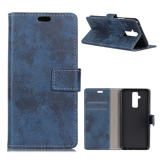 Huawei Mate 20 Lite Vintage synteetti nahkainen lompakko suojakotelo magneetti lukolla - Sininen