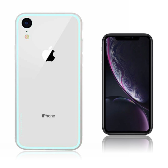 iPhone Xr NXE ohut läpinäkyvä hybriidi lasi ja muovi takasuoja kuori - Vihreä
