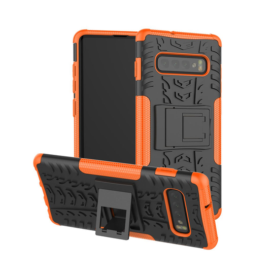 Samsung Galaxy S10 rengas kuosinen hybrid suojakotelo - Oranssi