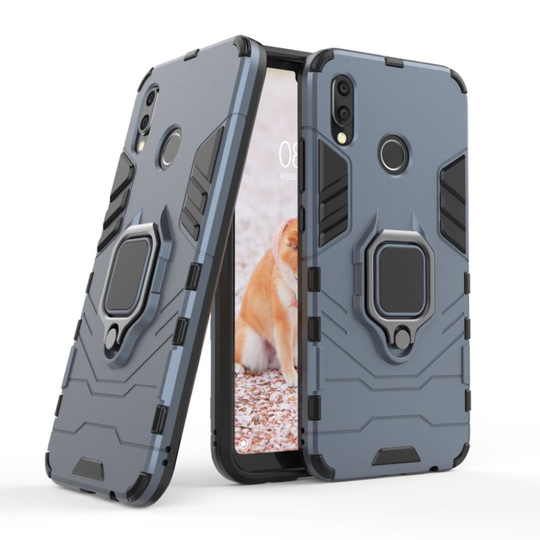 Huawei P20 Lite Hybriidi Muovinen Takasuoja Kuori Missä Sormirengas - Harmaa