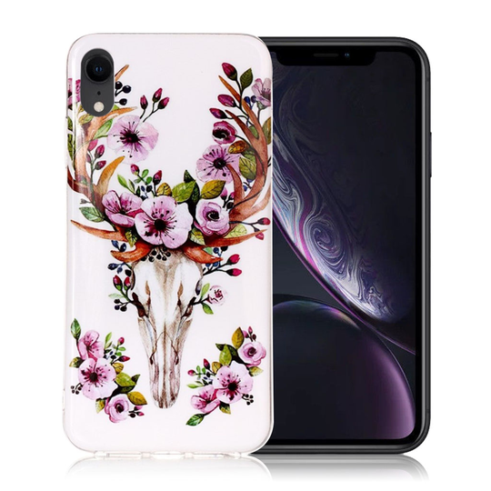 iPhone 9 Valoisa Kuviollinen Pehmeä Muovinen Takasuoja Kuori - Kukkiva Hirvikallo