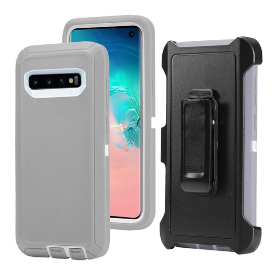 Samsung Galaxy S10 shockproof belt clip case - White / Grey