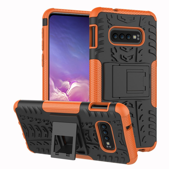 Samsung Galaxy S10e hieno rengaskuvioitu hybridi suojakotelo - Oranssi