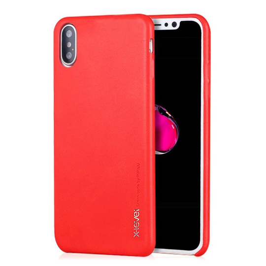 iPhone Xr X-LEVEL Vintage Tyylinen Synteetti Nahka Pinnoitettu Muovi Takasuoja Kuori - Punainen