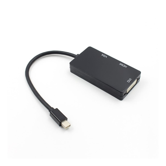 Universal 3-in-1 mini display port to DVI +VGA +HDMI adapter - Black