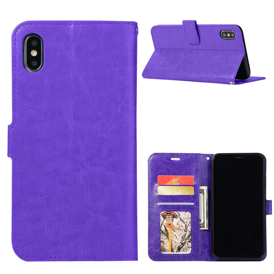 iPhone Xs Max Villihevos rakenne synteetti nahka lompakko suojakotelo - Violetti