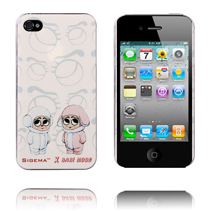 Cute Cartoon (Pinkki & Valkoinen Lapsi) iPhone 4/4S Suojakuori