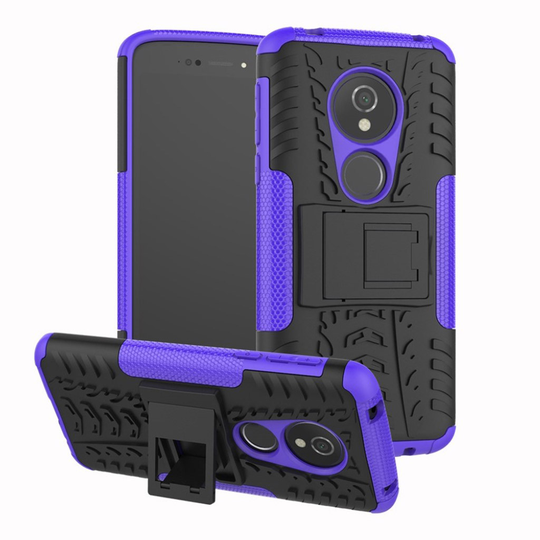 Motorola Moto E5 / G6 Play Anti-Slip PC Silikooni Takasuojakuori jalkatuella - Violetti