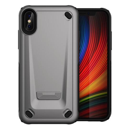 iPhone XS sporttinen hybriidi muovinen takasuoja kuori - Tumman Harmaa