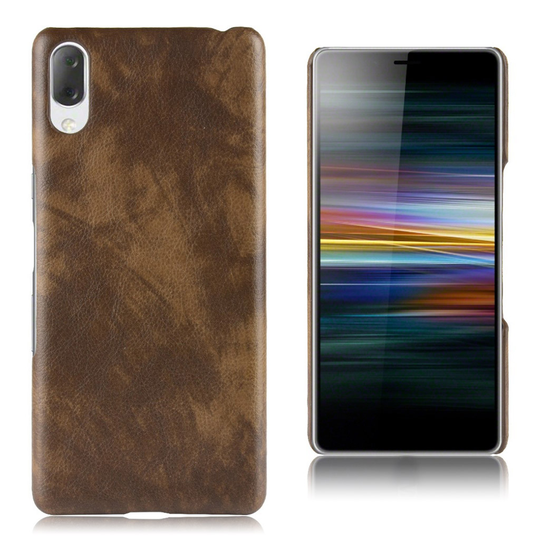 Sony Xperia L3 litchi texture leather case - Brown