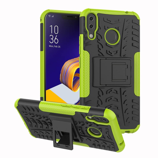 Asus ZenFone 5Z (ZS620KL) Anti-slip PC ja Silikooni Hybriidi Takasuoja Kuori - Vihreä