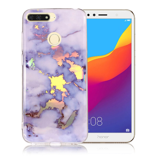 Huawei Honor 7A IMD Pinta Kuviollinen Geeli Muovinen Takasuoja Kuori - Sininen