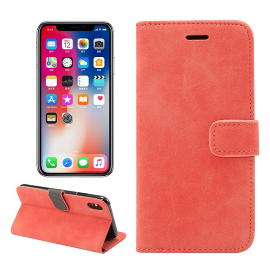 iPhone 9 Retro Tyylinen Synteetti Nahkainen Lompakko Suojakotelo - Punainen