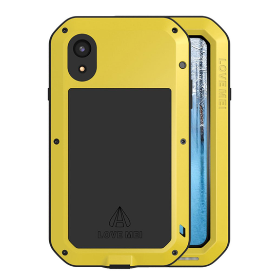 iPhone Xr LOVE MEI iskukestävä kolme kerroksinen hybriidi suojakuori - Keltainen