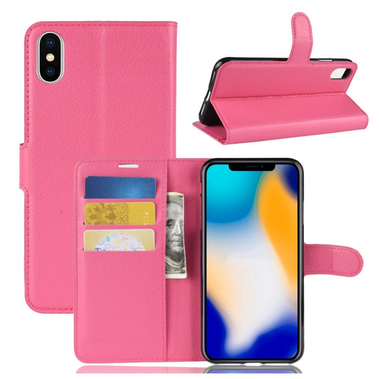 iPhone Xs Max Tyylikäs Synteetti Nahkainen Lompakko Suojakotelo - Ruusu