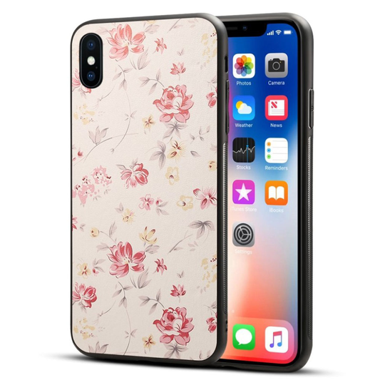 iPhone 9 Plus Kuviollinen Synteetti Nahkainen Kova Muovinen Takasuoja Kuori - Peoni Kukat
