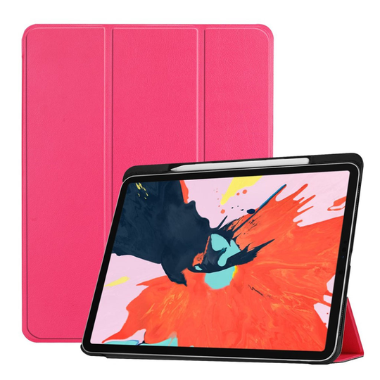 iPad Pro 12.9 inch (2018) taivutettava synteetti nahkainen suojakotelo kynäpaikalla - Ruusu