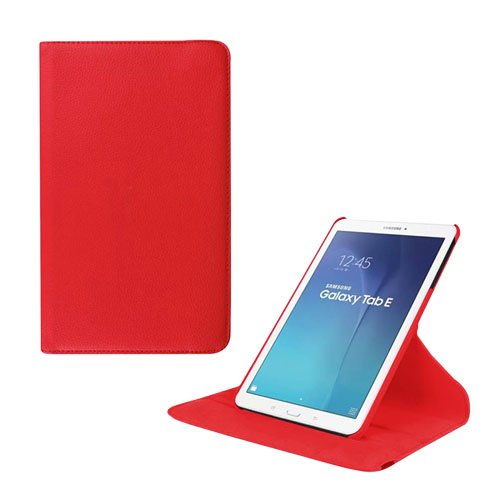 Jessen Samsung Galaxy Tab E 9.6 Nahkakotelo Kääntyvällä Standillä - Punainen