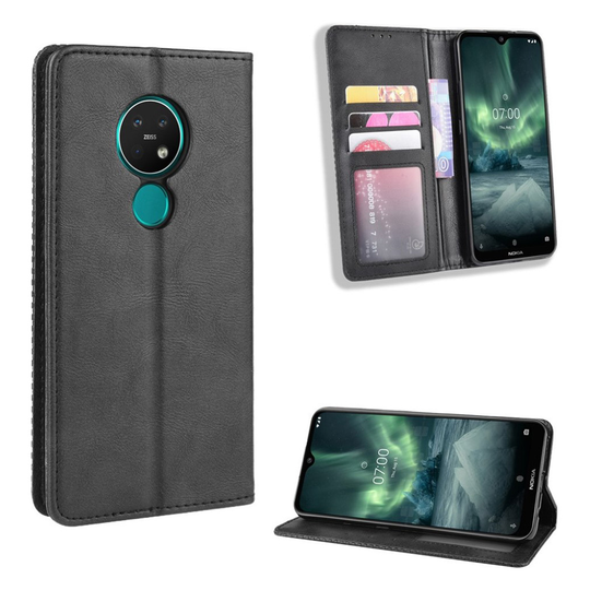 Bofink Vintage Nokia 6.2 / 7.2 leather kotelot - Musta