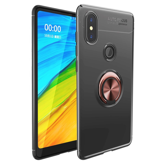 Xiaomi Mi MIX 2S pehmeä muovinen takasuojakuori sormirengas jalkatuella - Musta/ Ruusu