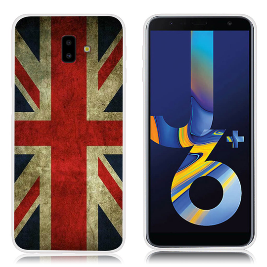 Samsung Galaxy J6 Plus (2018) kuviollinen joustava takasuoja kuori silikooni muovista - Retro UK Lippu