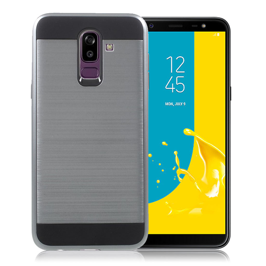 Samsung Galaxy J8 (2018) Harjattu Pintainen Hybriidi Muovinen Takasuoja Kuori - Harmaa