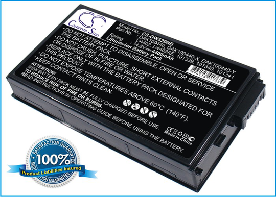 Gateway M520 akku 4400 mAh - Musta