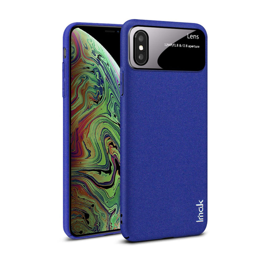 iPhone Xs Max IMAK Jazz matta pintainen kova muovinen suojakuori kamera linssi levyllä - Sininen