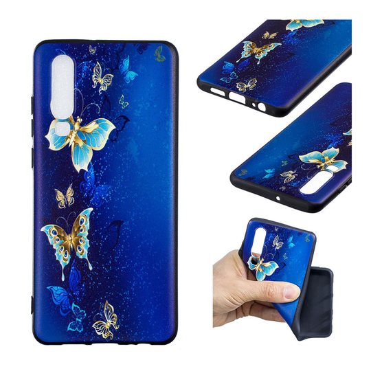 Huawei P30 kohokuvioitu kuosi pehmeä suojakotelo - Perhonen