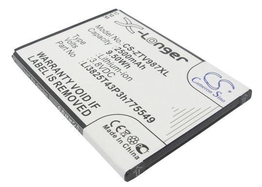 ZTE Grand X Quad V987 Imperial N9101 N9101 akku 2500 mAh