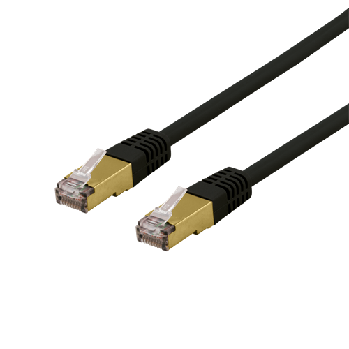 S/FTP Cat6a -laitekaapeli, 0,5 M, 500 MHz, Delta-sertifioitu, LSZH, Musta
