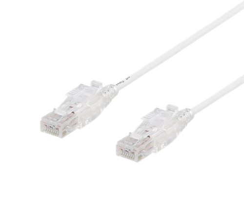 Laitekaapeli, U/UTP Cat6a, 1 M, 500 MHz, Lukittuvat Liittimet, LSZH, Valkoinen