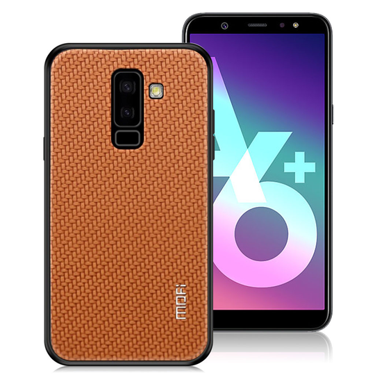 Samsung Galaxy A6 Plus (2018) MOFI Honor Kudottu Pintainen Synteetti Nahkainen Takasuoja Kuori Muovista - Ruskea